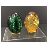 Crystal Green and Amber Faberge Eggs