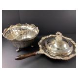 Silver Plate Chafing Dish and Scalloped Bowl