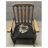 Vintage Needlepoint Rocking Chair