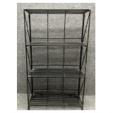 Vintage Black Metal Wire Folding Shelf Unit