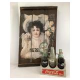 Vintage Coca Cola Bottles and Sign