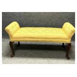 Traditional Yellow Upholstered Scroll Arm Bench