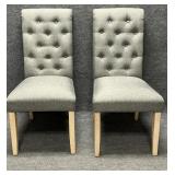 Pair of Tufted Back Upholstered Parsons Chairs