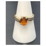 14 KT Citrine and Diamond Ring