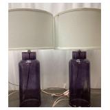 Pair of Purple Dimpled Glass Lamps