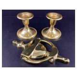 Brass Door Knocker and Candlesticks