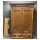 Antique Oak Two Door Wardrobe Armoire
