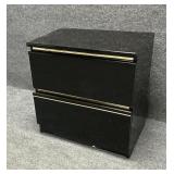 Black Glossy Lacquered Two Drawer Nightstand