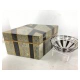 Striped Stoneware Box and Art Deco Bowl