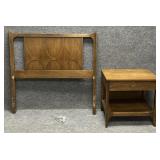 1970s Broyhill Twin Headboard and Night Stand