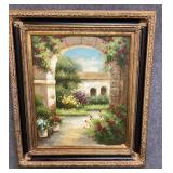 Mediterranean Courtyard Oil Painting