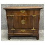 Vintage Two Door Asian Inspired Wood Cabinet
