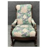 Antique Victorian Carved Swan Arm Chair