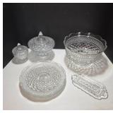 Pressed Glass Tableware and Fruit Bowl Set