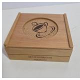 Wooden Box with Cork Drink Coasters