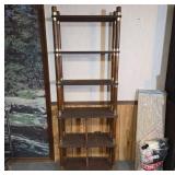 Wood and Brass Shelving Unit