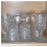 Pressed Glass Goblets with Diamond Pattern