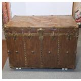 Wooden Trunk with Brass Accents