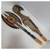 Carved Wooden Tribal-Themed Decorative Weapons