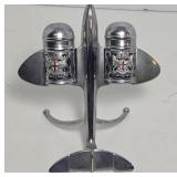 Airplane Salt and Pepper Shakers with Stand