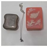 Silver Box, Soapstone Box, and Necklace