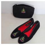 Velvet Christmas Shoes and Pouch