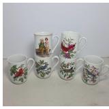 Porcelain Mugs with Bird and Cobbler Designs