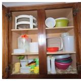 Wood Cabinet With Tupperware Containers