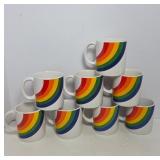 White Mugs With Rainbow Design