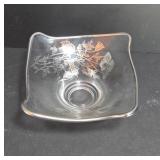 Clear Glass Bowl with Floral Etching