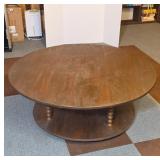 Round Wooden Coffee Table With Turned Legs