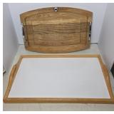 Wood and White Serving Tray Set