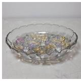 Glass Fruit and Grape-Decor Bowl