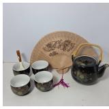 Japanese-Style Tea Set With Fan