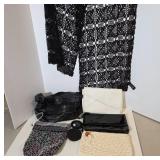 Vintage Bags and Black Crochet Scarf