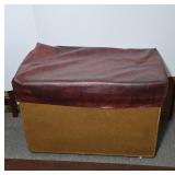 Wooden Chest with Red Cushion Cover