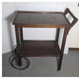 Wooden Two-Tiered Bar Cart With Handle