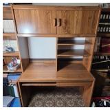 Wood Veneer Desk With Hutch and Storage