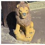 Painted Concrete Lion Statue, 24 Inches Tall