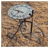 Metal Zodiac Sundial with Bicycle Base