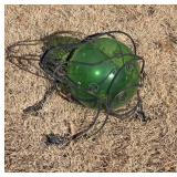 Green Glass Globe with Metal Frame
