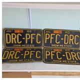 Missouri License Plates, Yellow on Black