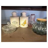 Ceramic Canisters and Glassware Collection