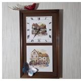 Wood-Framed Wall Clock With English Scenes