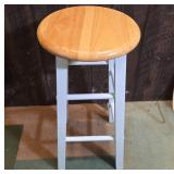 Wooden Stool With Painted Base