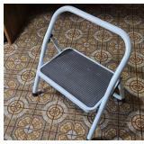 White Metal Step Stool with Black Tread