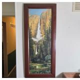 Framed Waterfall Print with Brown Wood Frame