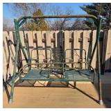 Metal Swing With Decorative Backrest