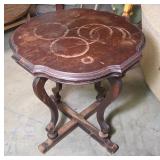 Dark Wood Side Table with Scalloped Edges