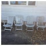 White Painted Metal Slatted Patio Chairs